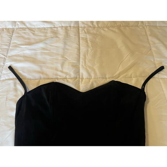 Lillie Rubin Black Genuine Suede Dress M Vintage 90s Bustier Peplum Rhinestone - Picture 10 of 13